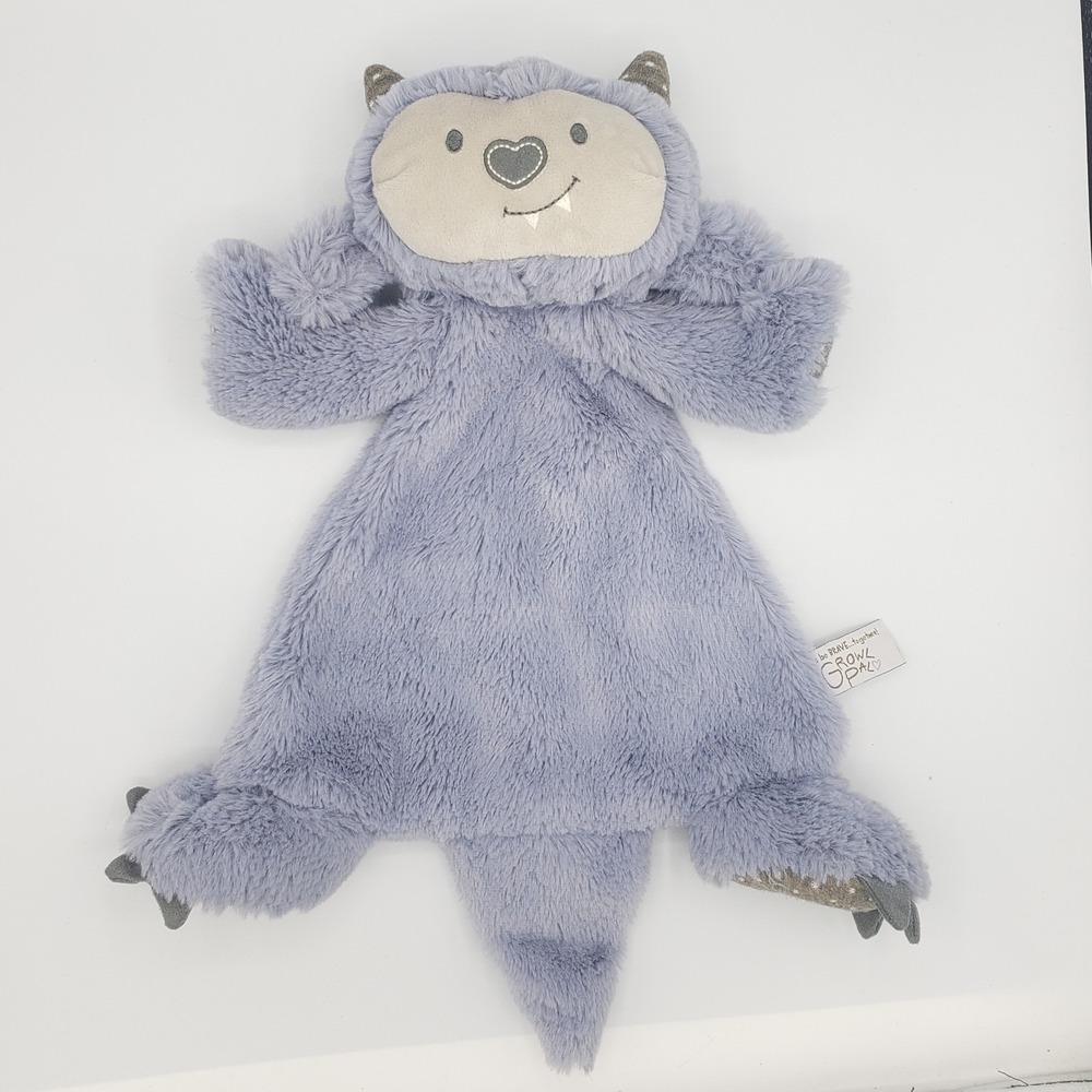 Demdaco GROWL‎ PAL Blue Monster w/ Rattle Lovey Lovie Blankie Security Blanket